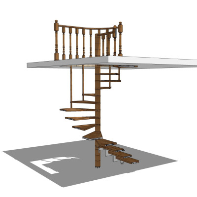 美式螺旋楼梯su模型