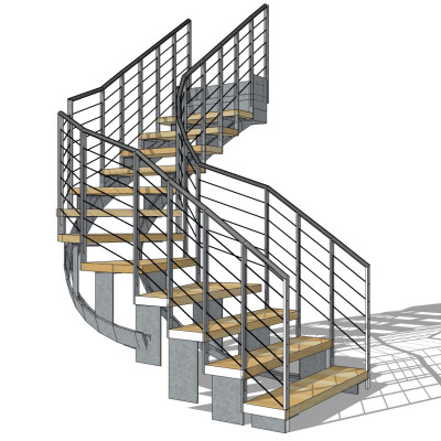 现代金属楼梯su模型
