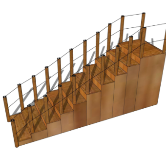 现代实木楼梯su模型