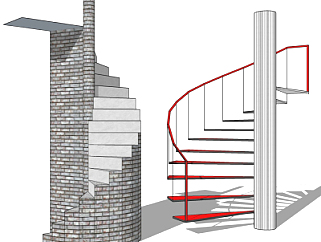 现代螺旋楼梯su模型