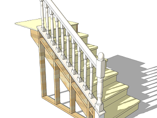 美式<em>实木楼梯</em>su模型