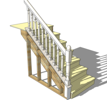 美式实木楼梯su模型