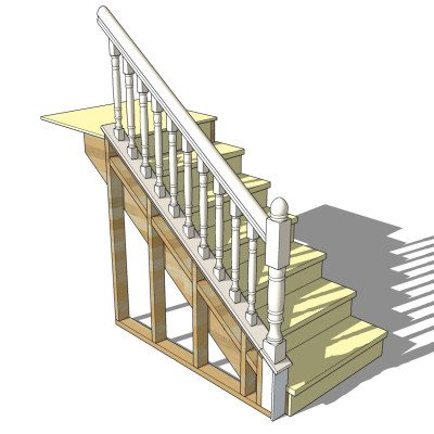 美式实木楼梯su模型