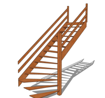 现代实木楼梯su模型