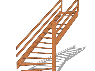 现代实木楼梯su模型