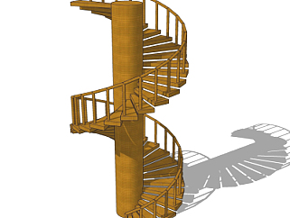 现代实木<em>螺旋</em>楼梯su模型