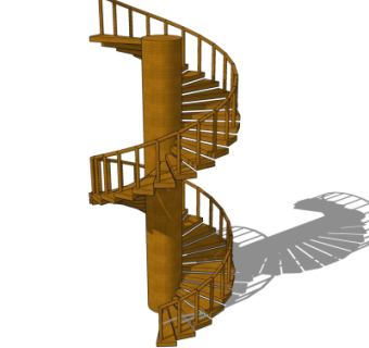 现代实木螺旋楼梯su模型