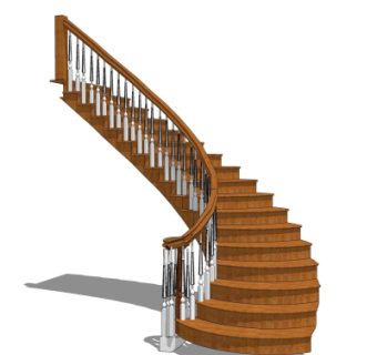 现代实木楼梯su模型