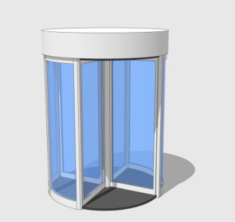 现代玻璃旋转门su模型