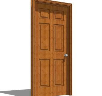 现代实木平开门su模型