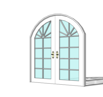 欧式白色双开门su模型