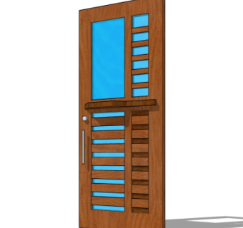 现代实木平开门su模型