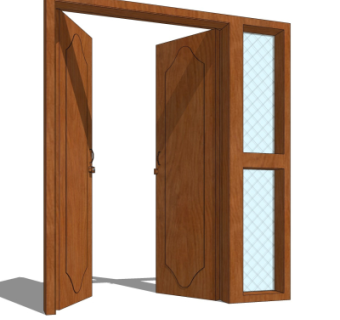 现代实木双开门su模型