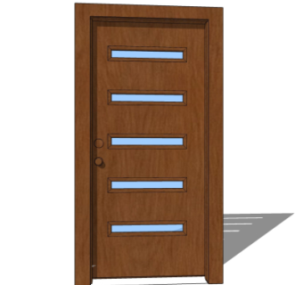 现代实木平开门su模型