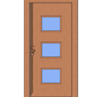 现代实木平开门su模型