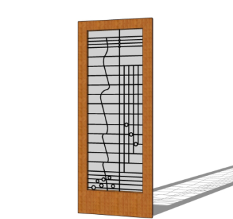 现代夹丝玻璃隔断su模型