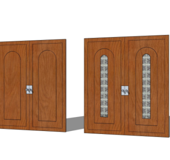 现代实木双开门su模型