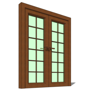 现代实木双开门su模型