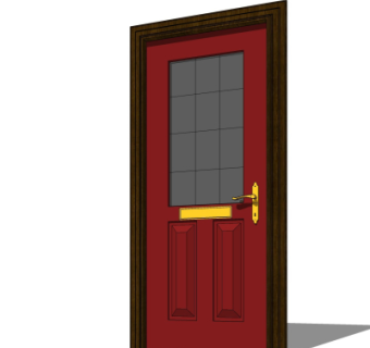 现代实木平开门su模型