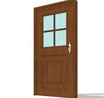 现代实木平开门su模型