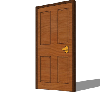 现代实木平开门su模型