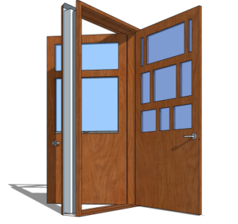 现代实木平开门su模型