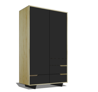 现代实木衣柜su模型