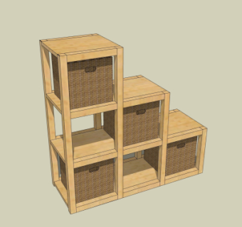 现代实木置物架su模型