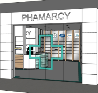 现代药店su模型