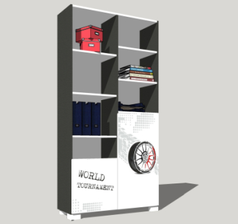 现代白色装饰柜su模型