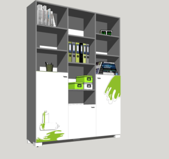 现代白色装饰柜su模型