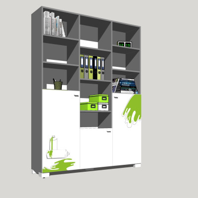 现代白色装饰柜su模型