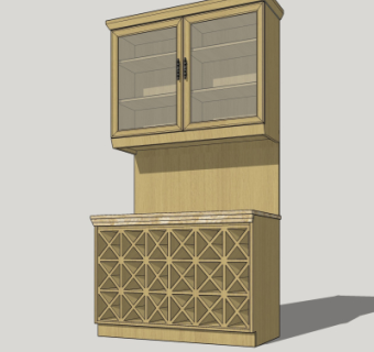 美式实木酒柜su模型