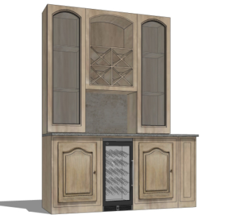 欧式实木酒柜su模型