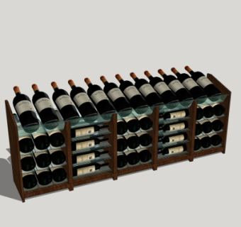 现代实木酒架su模型