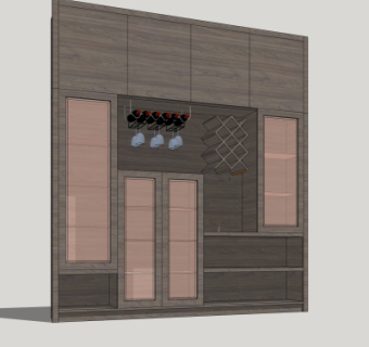 现代实木酒柜su模型