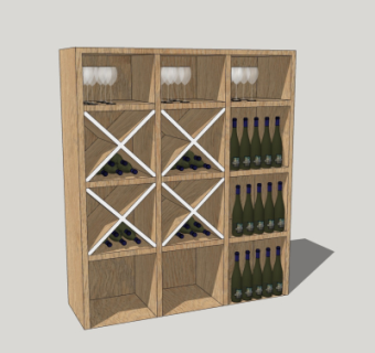 现代实木酒柜su模型