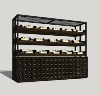 工业风金属酒架su模型