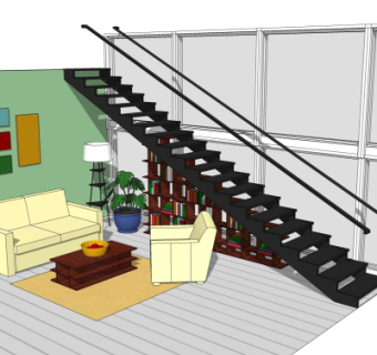 现代楼梯su模型