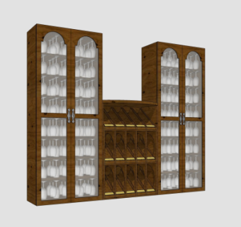 美式实木酒柜su模型