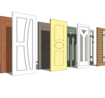 现代平开门su模型