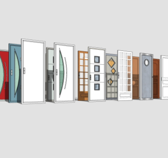 现代平开门组合su模型