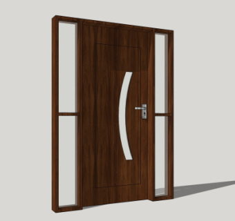 现代实木平开门su模型