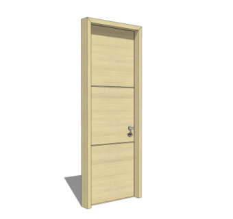 现代实木平开门su模型