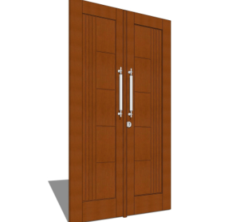 现代实木双开门su模型