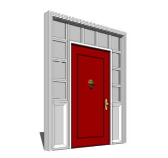 现代实木平开门su模型