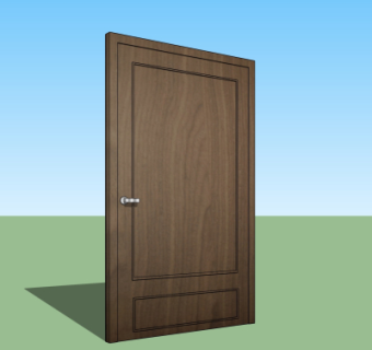 现代实木平开门su模型