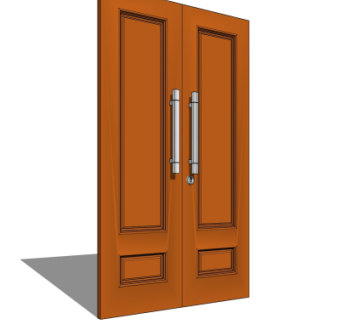 美式实木双开门su模型