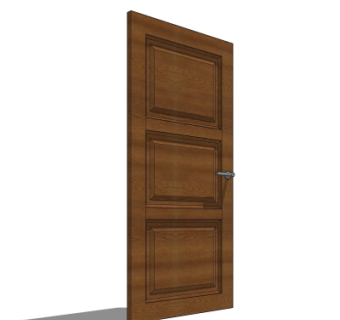 现代实木平开门su模型