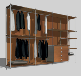 现代简约衣柜su模型